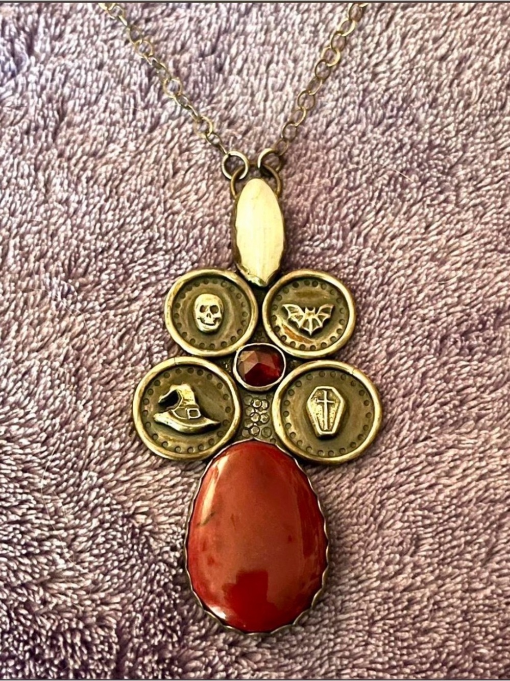 Smashfire Designs sterling silver red gemstone Halloween necklace
